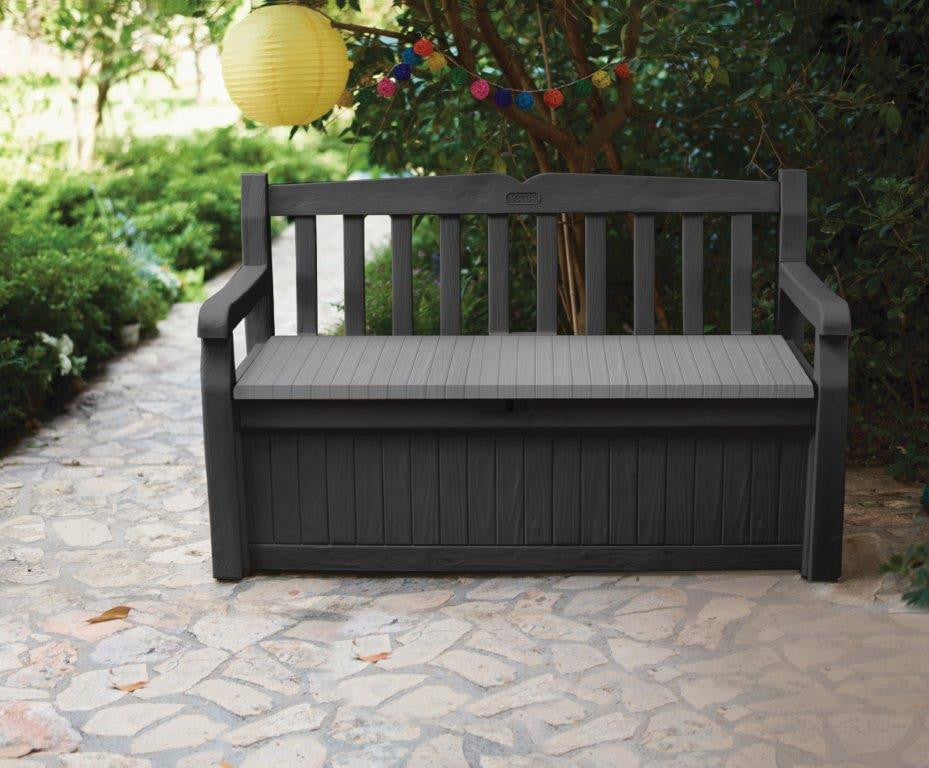Keter Eden Garden Bench 265L kerti pad, szürke