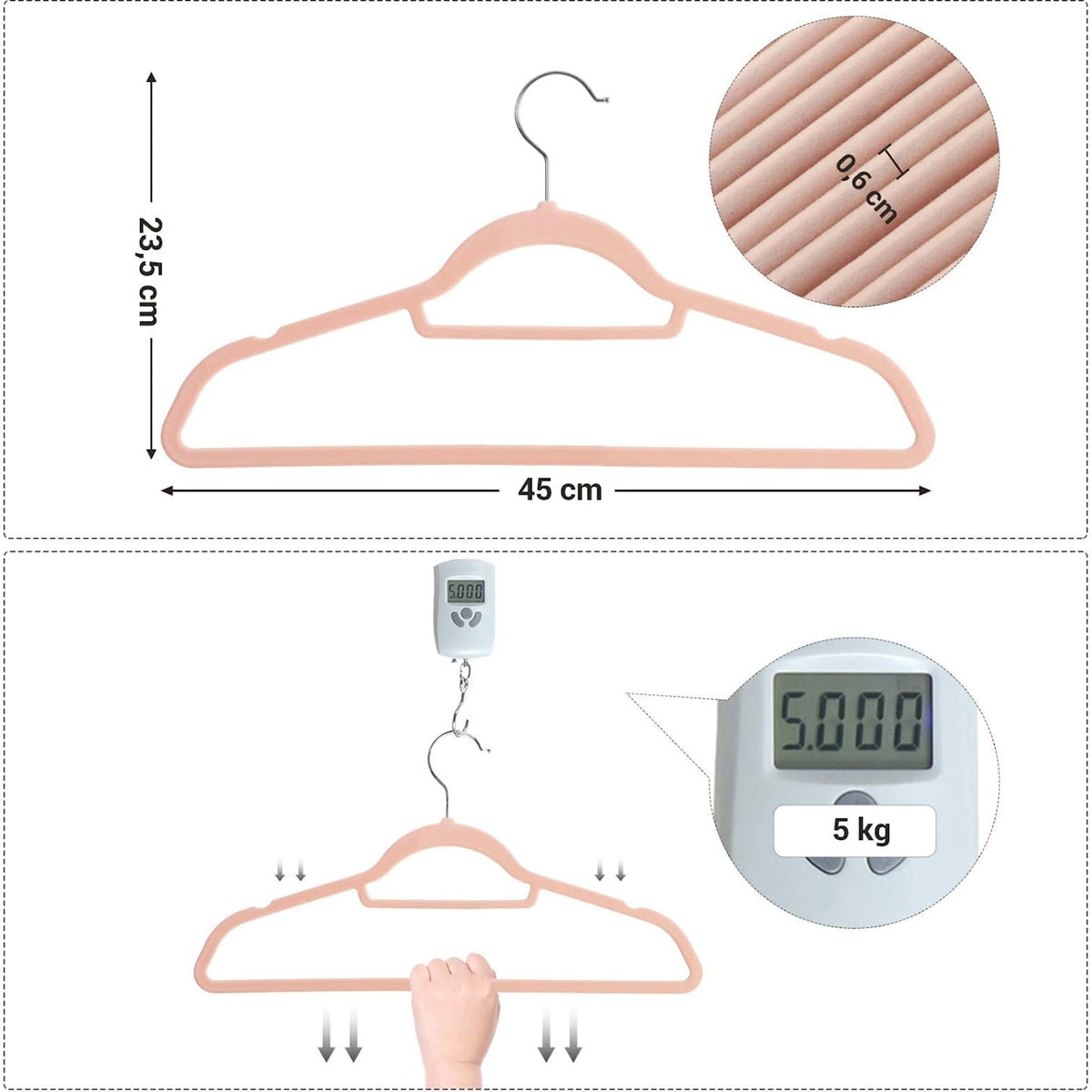 Bársony vállfa, csúszásmentes ruhaakasztó 50 db, rózsaszín-4