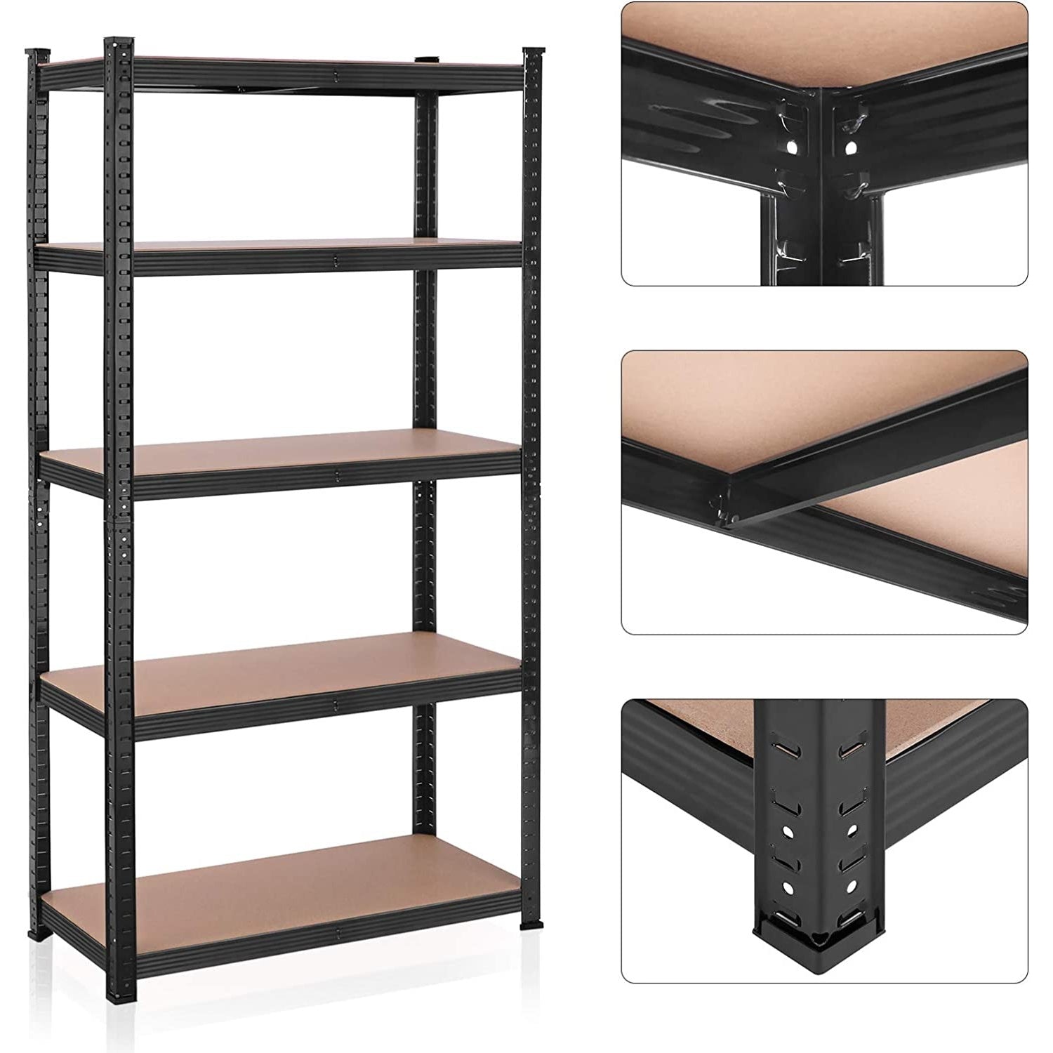 Polcos állvány, 120kg polconkénti teherbírással, fekete 200x100x50cm-1