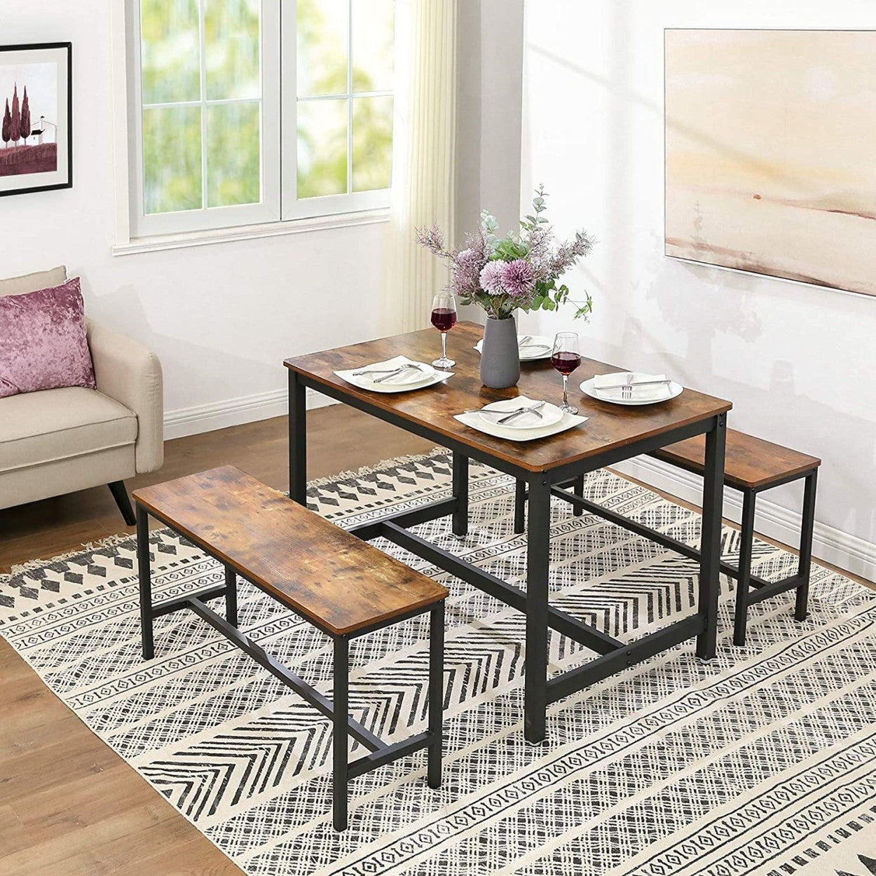 Konyhai ülőpad 2db, rusztikus barna 108x33x50cm-1