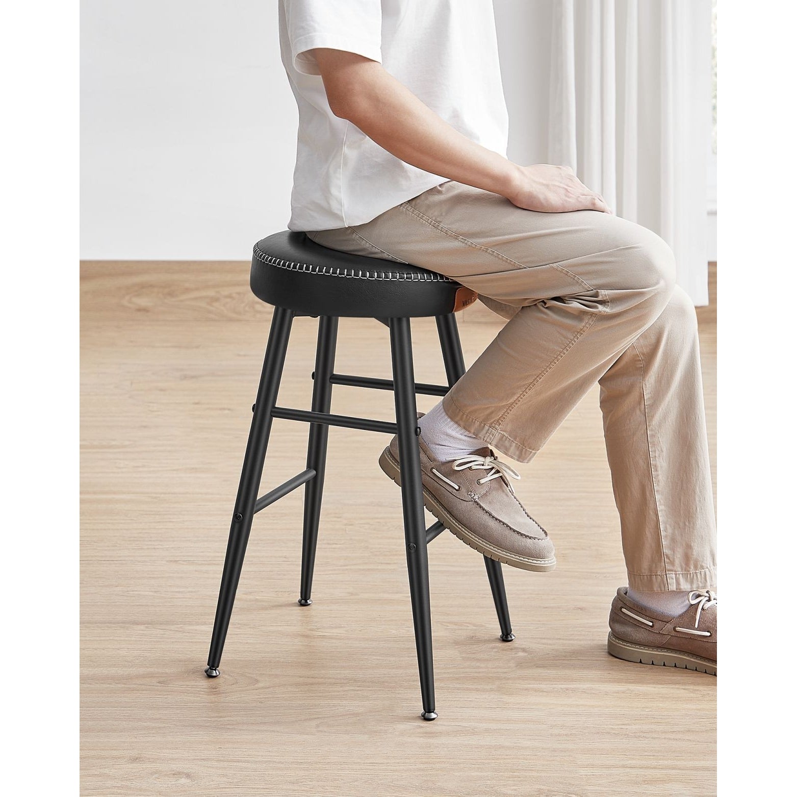 ECHO Bárszék 2 db, varrott műbőr borítás, 63 cm magas, fekete-7