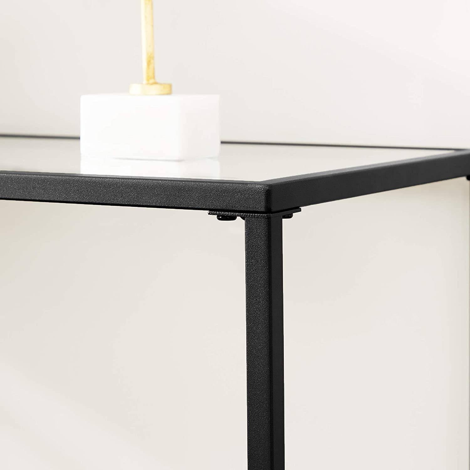 Konzolasztal edzett üveglappal, fekete 100x35x80cm-6