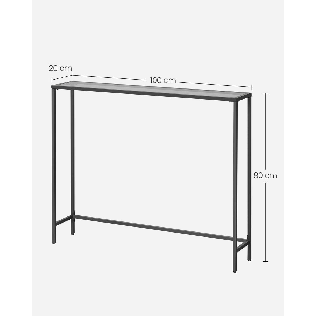 Konzolasztal edzett üveglappal, fekete 100x20x80cm-2