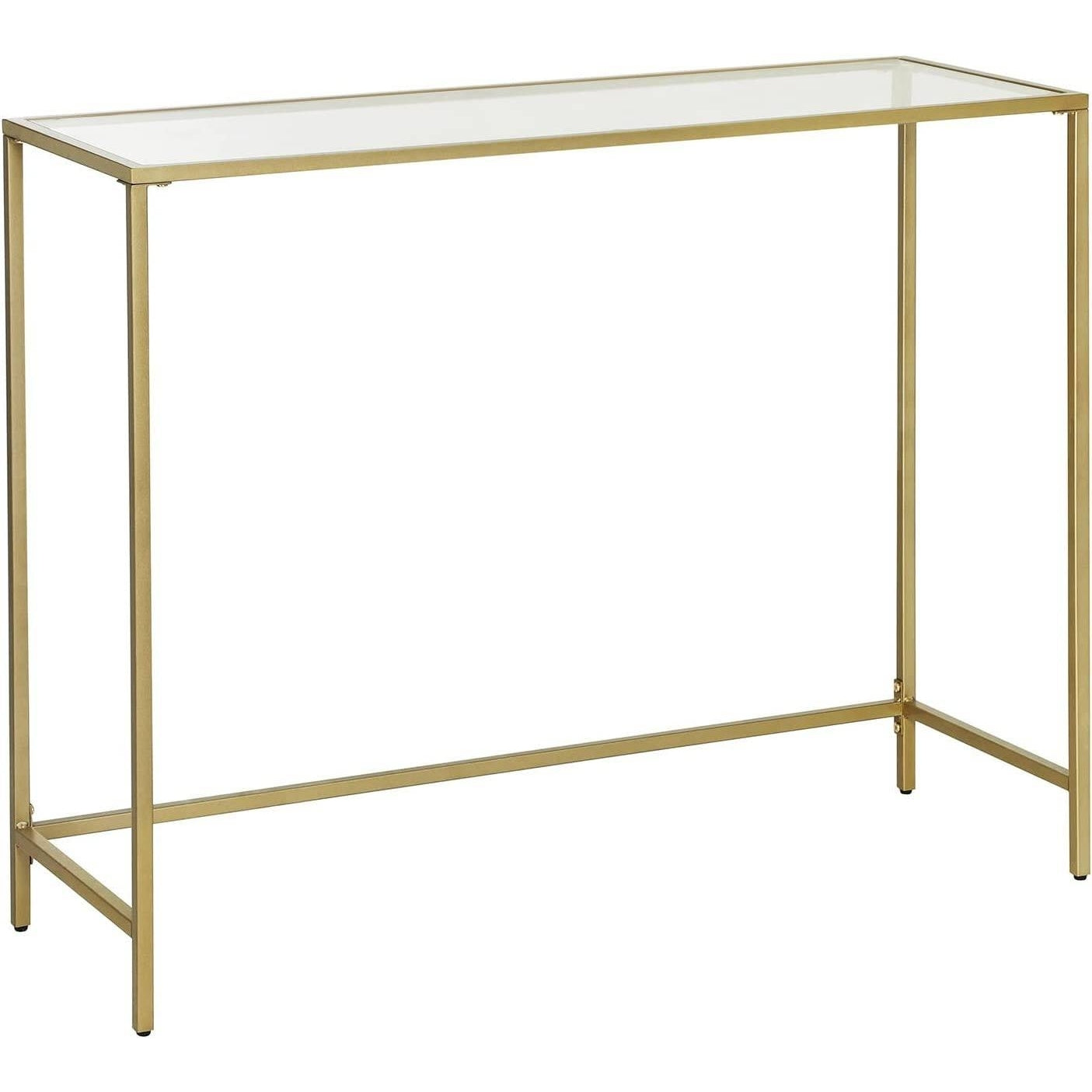 Konzolasztal fém vázzal edzett üveglappal, arany 100x35x80cm-0