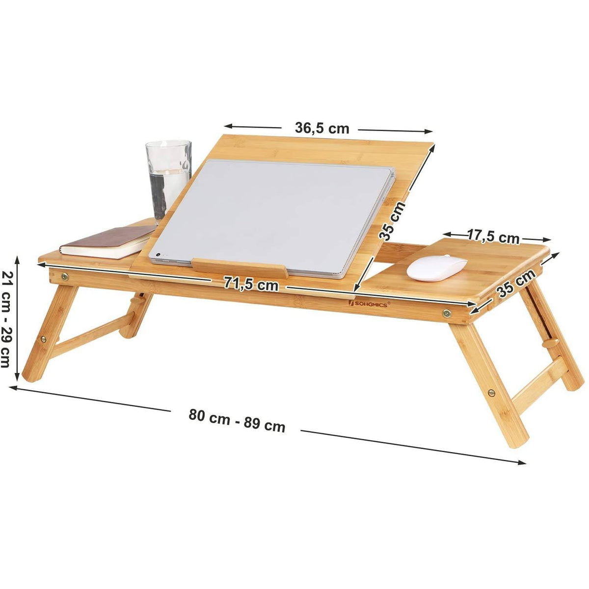 Bambusz laptop asztal állítható magasság 71x35cm-2