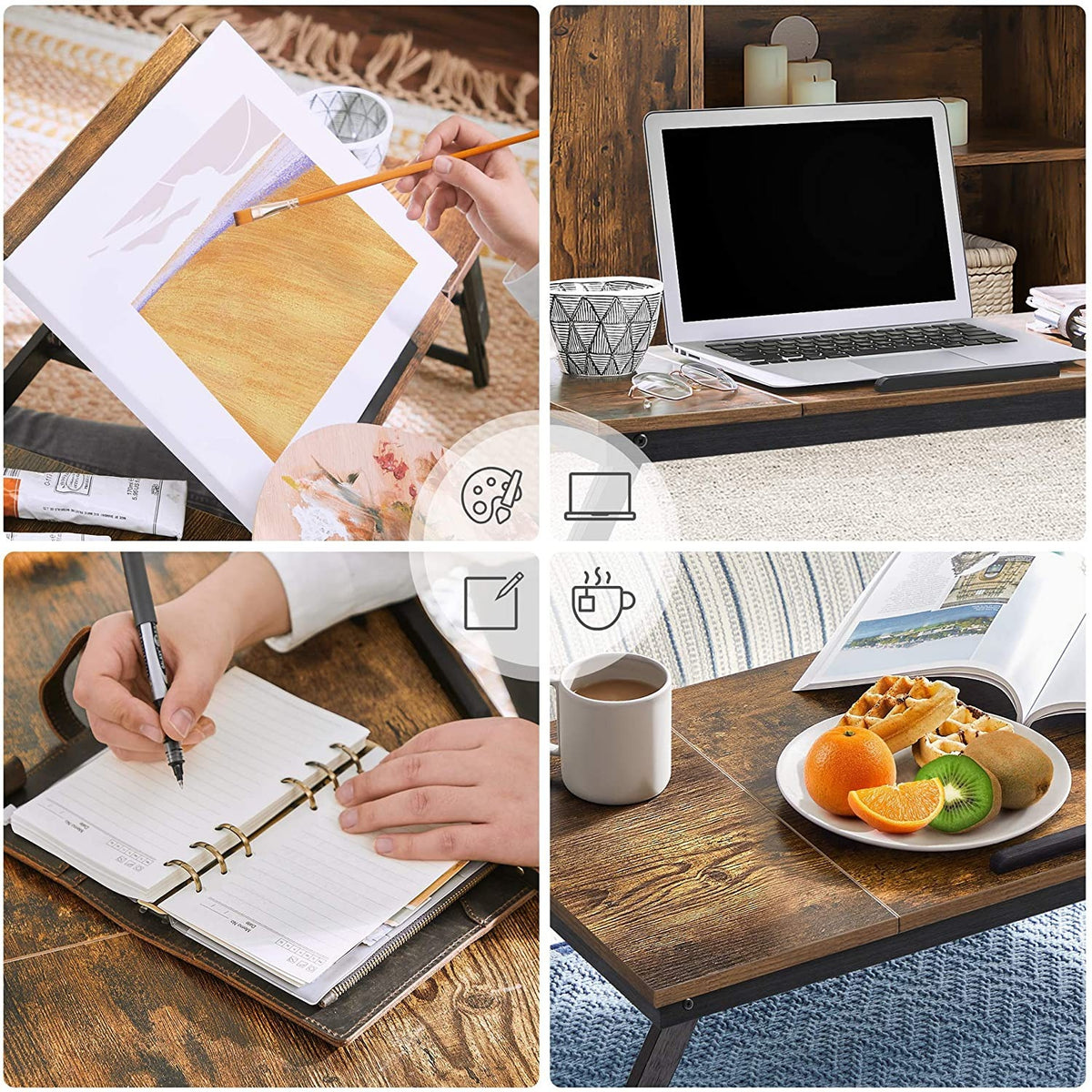 Laptop asztal, rusztikus barna 71x35cm-4