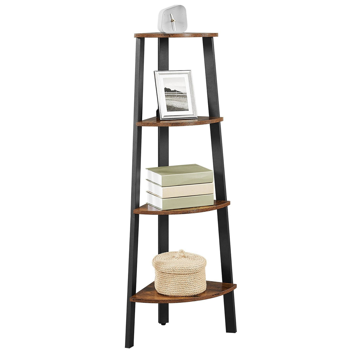 Könyvespolc, álló polc, rusztikus barna 33x33x124cm-0