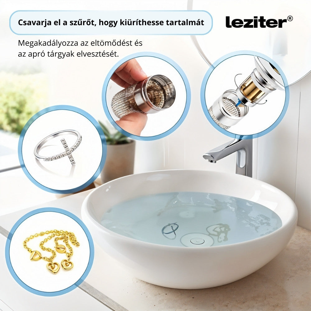 Lefolyódugó szűrővel rozsdamentes acél 60 mm-4