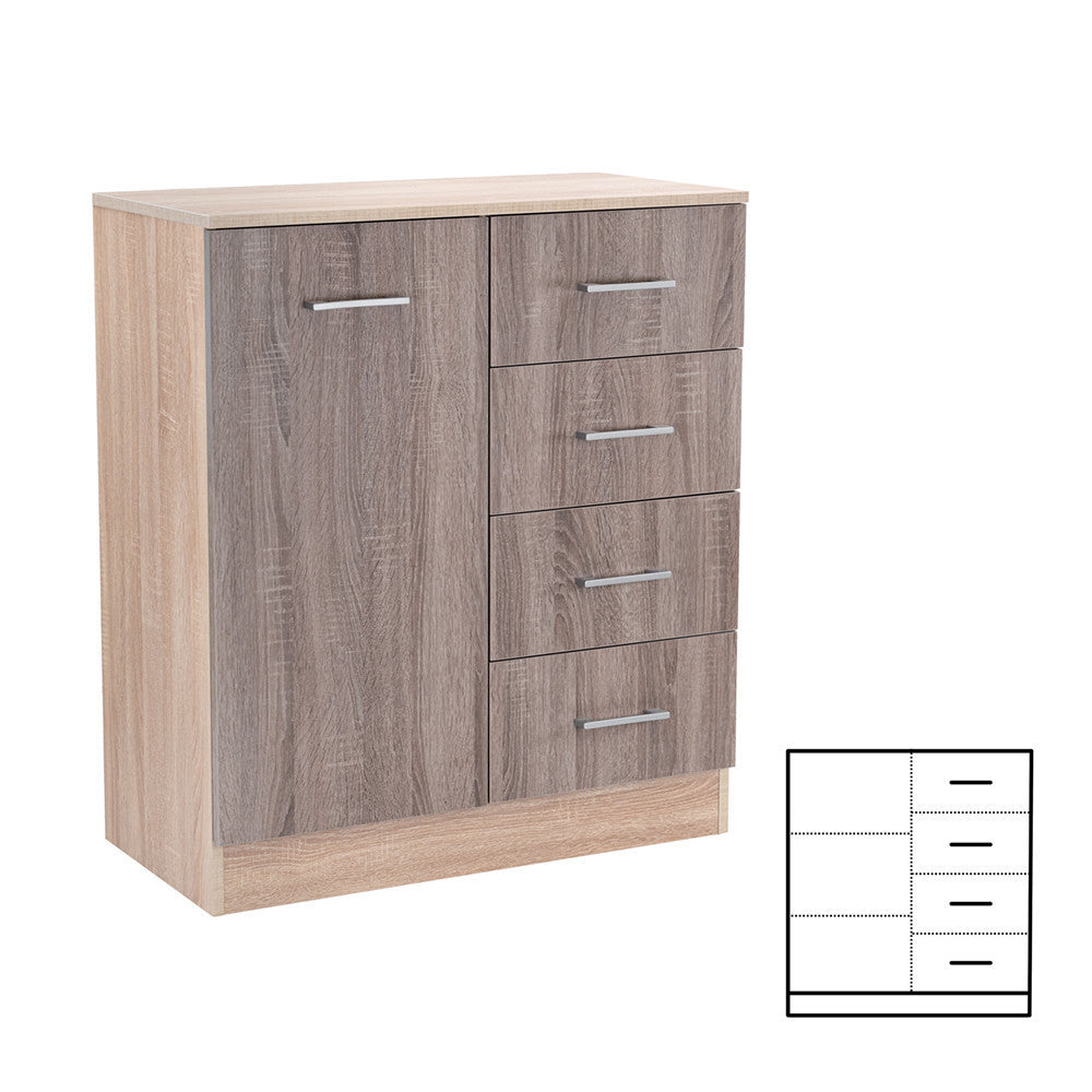 Miami komód 1 ajtós 4 fiókos 80x92 cm yorki tölgy-sonoma tölgy-0