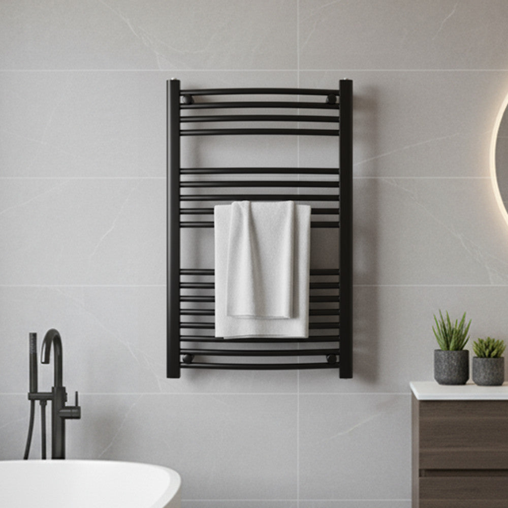 Íves törölközőszárító radiátor 1000x600 mm fekete