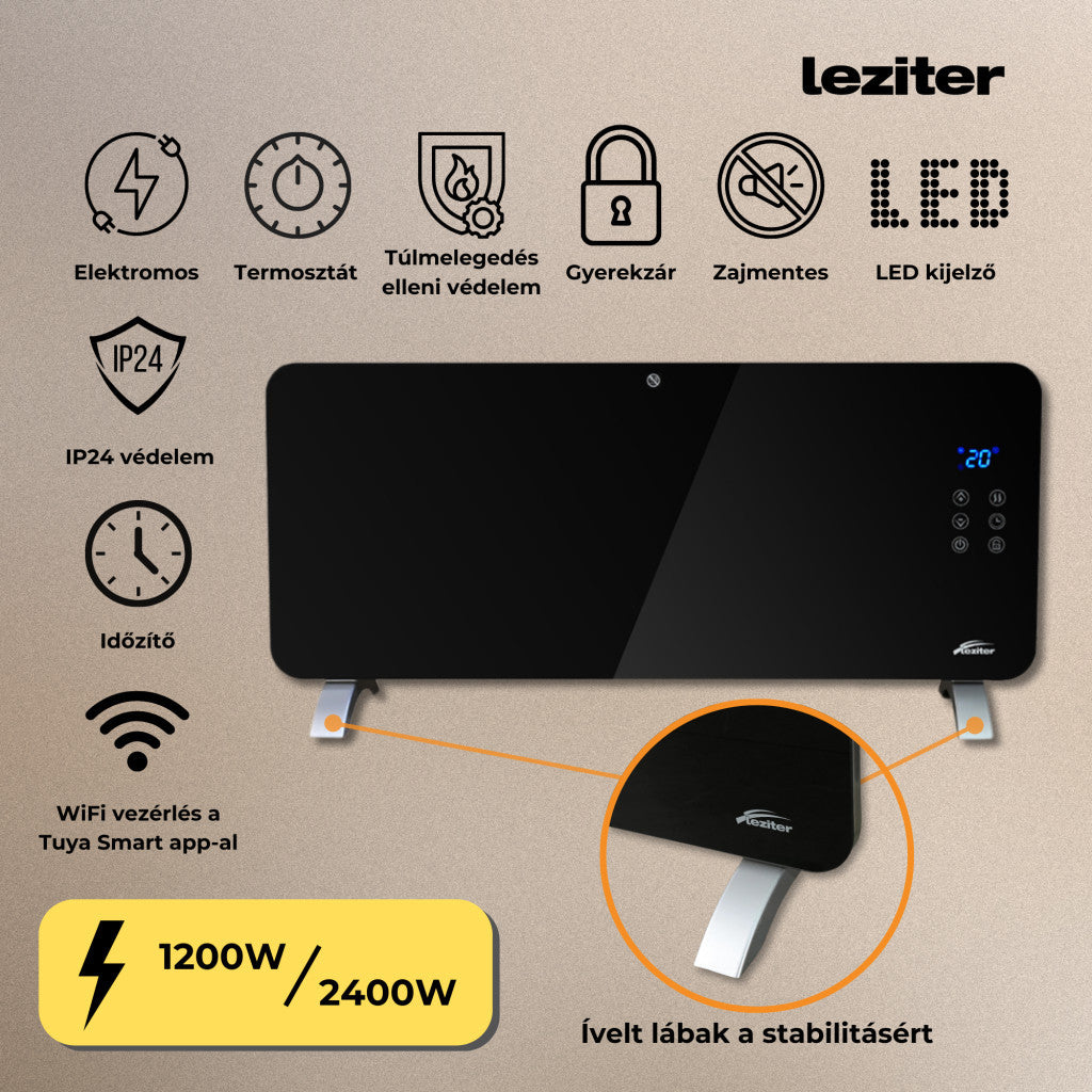 Hekla elektromos wifis okos fűtőtest 1200W/2400W-4