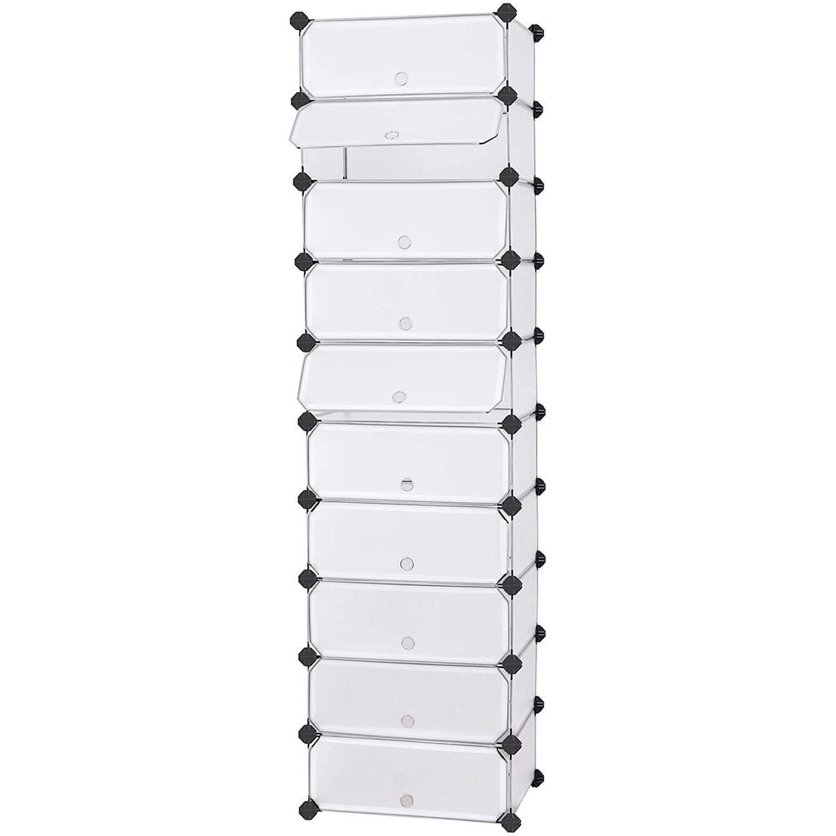 Cipőtároló doboz 10 db moduláris tárolódoboz, fehér 43x31x173cm-0