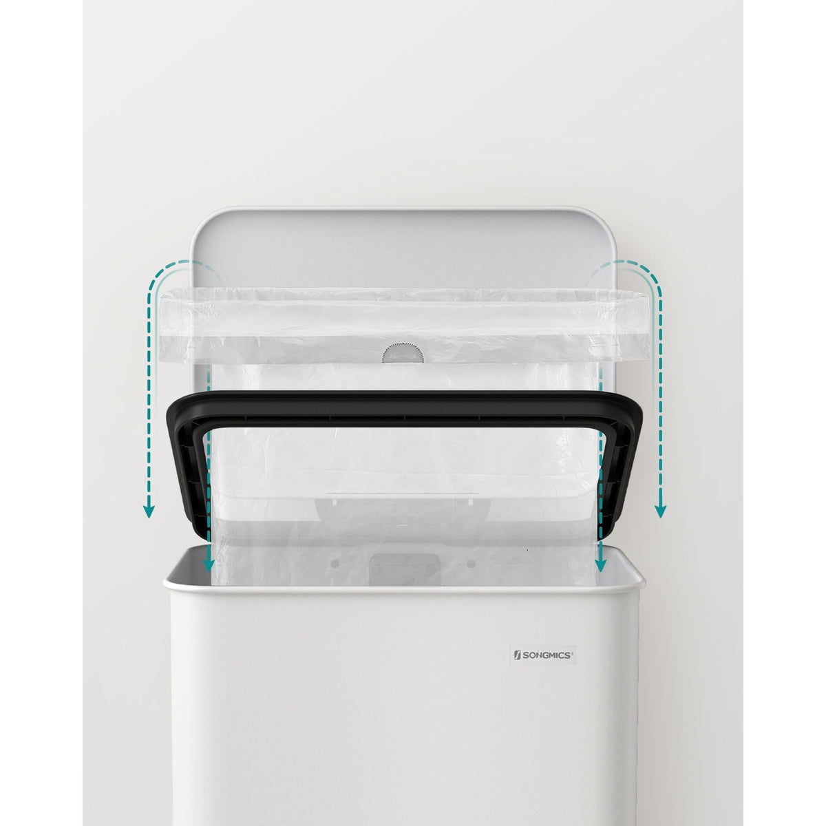 Pedálos szemeteskuka 40L, fehér, 15 szemeteszsákkal-4