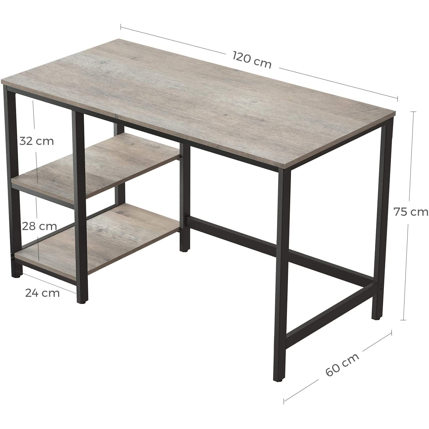 Íróasztal polcokkal, greige 120x60x75cm-2