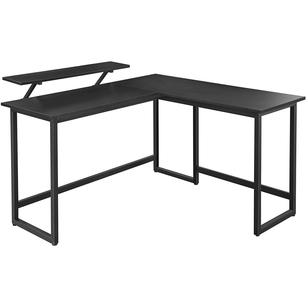 Sarok íróasztal monitor állvánnyal, fekete 140x130x92cm-1