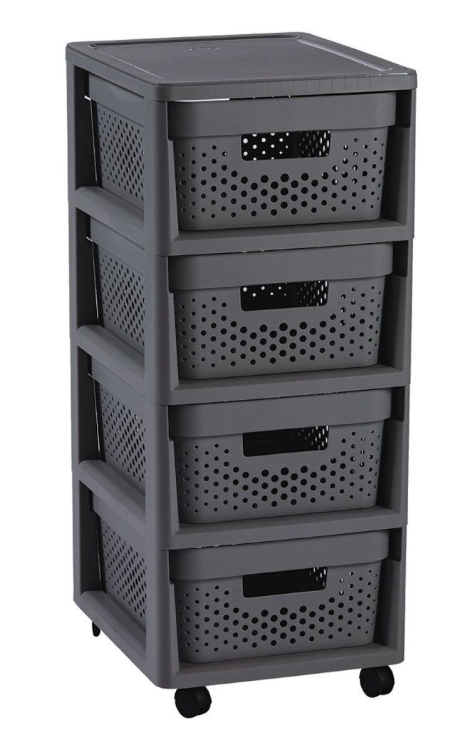 Curver Infinity Dots 4×11 l-es tárolóállvány fiókokkal, sötétszürke-0