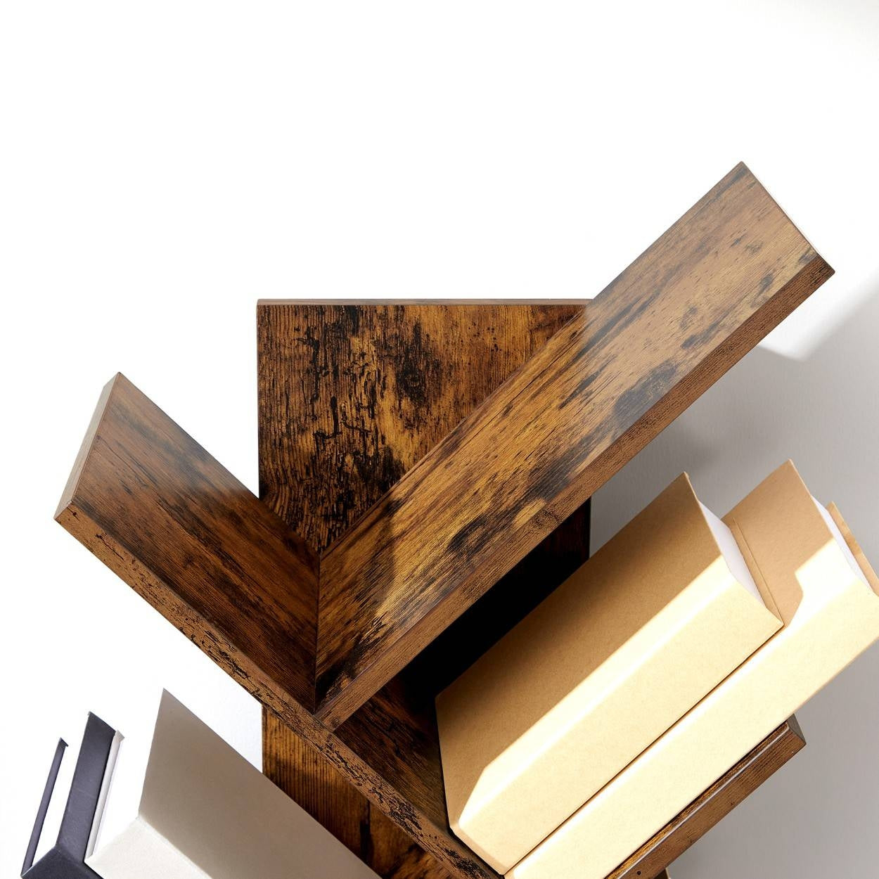 Könyvespolc, állópolc, rusztikus barna 50x25x141cm-3
