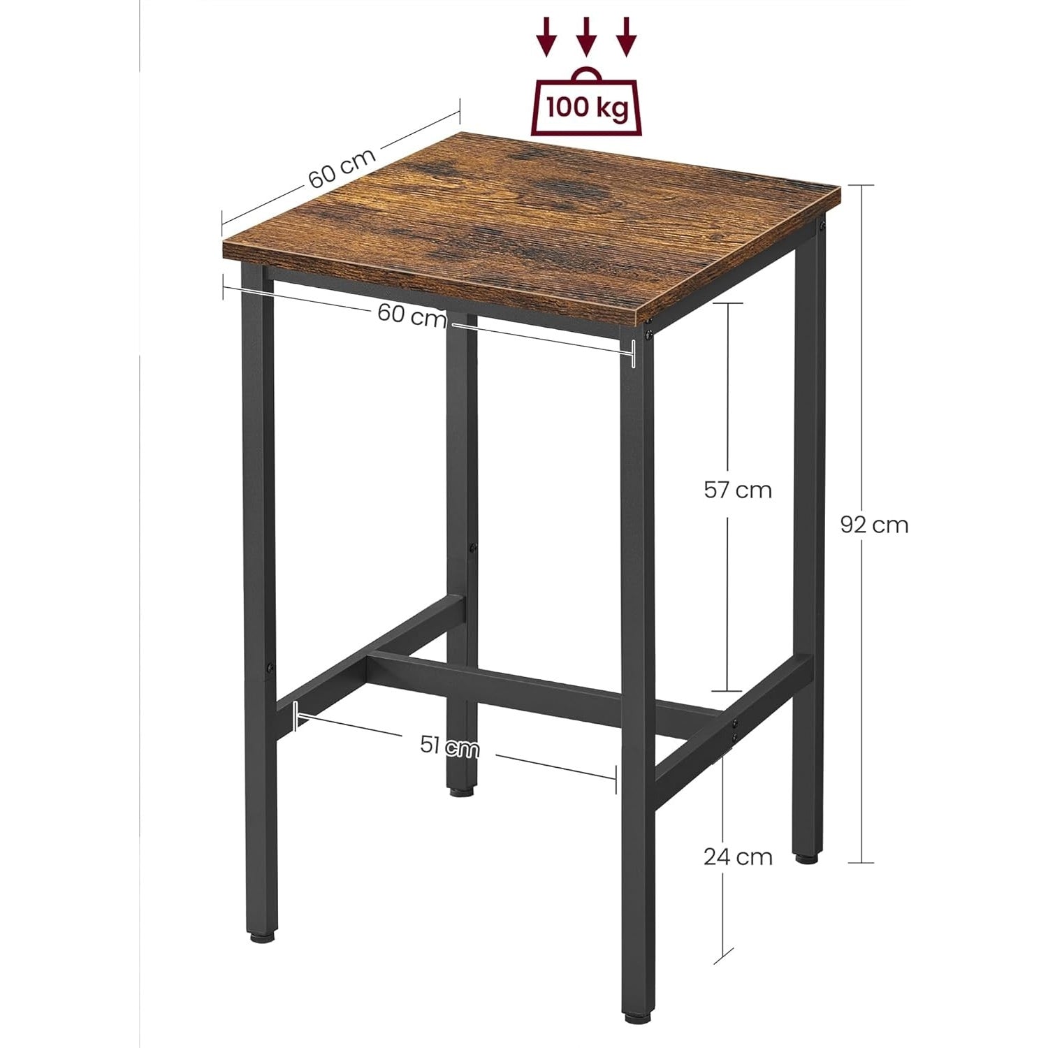 Konyhai bárasztal, rusztikus barna 60x60x90cm-2