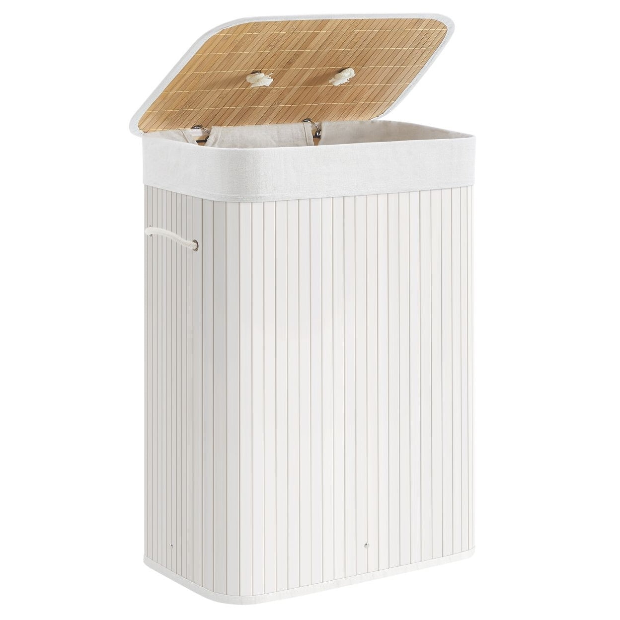 Bambusz kosár szennyestartó 72L, fehér-0