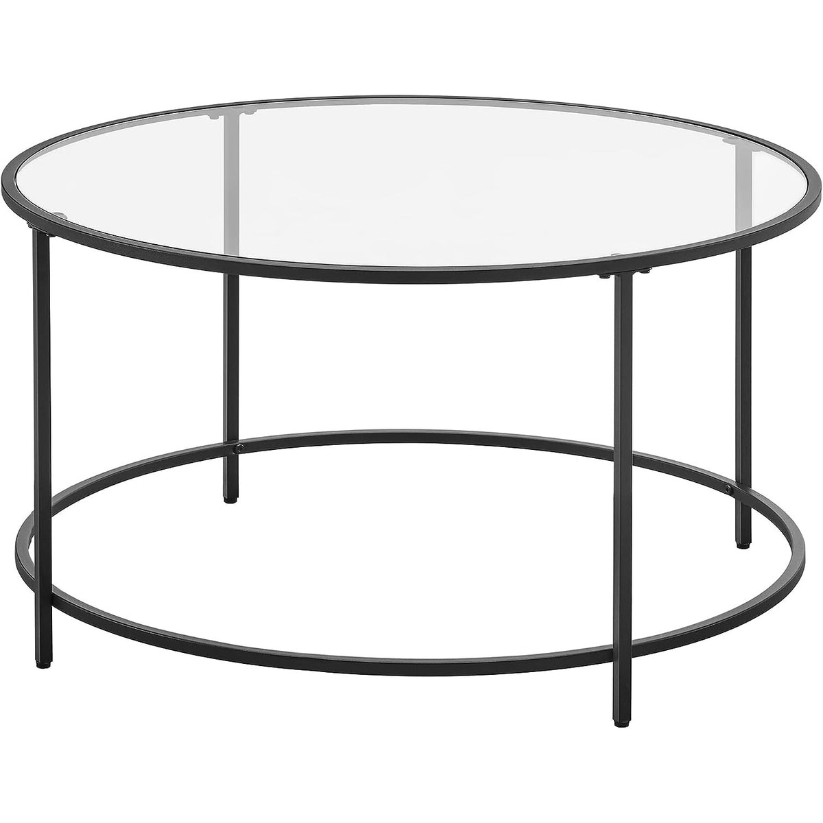 Kerek dohányzóasztal üveglappal, fekete 84x84x45cm-0