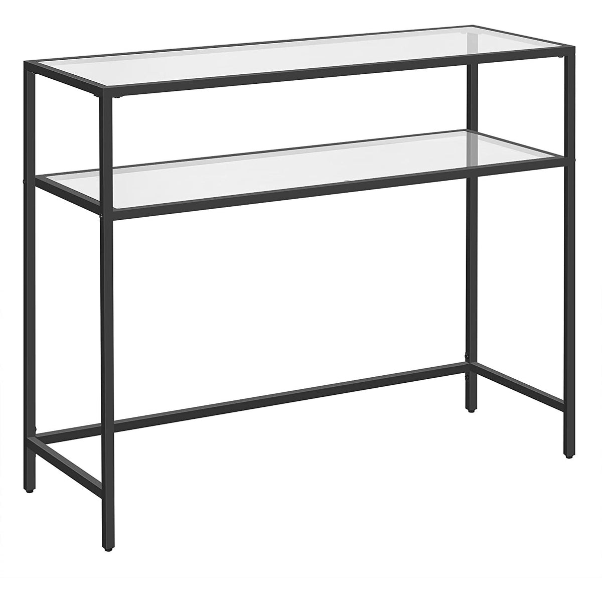 Konzolasztal polcokkal edzett üveglappal, fekete 100x80x35cm-1