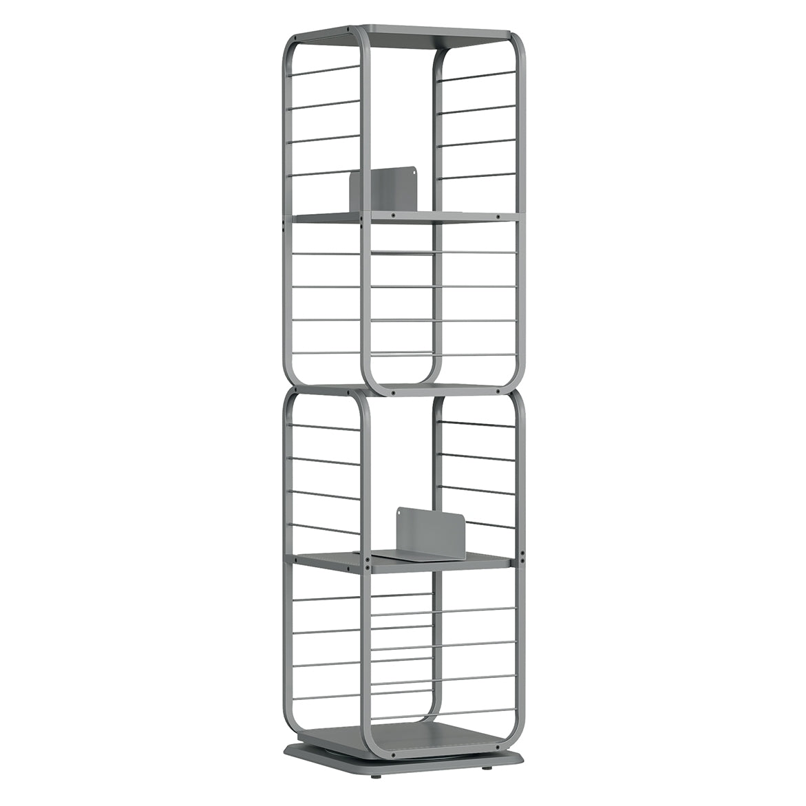 Könyvespolc, 360°-ban forgatható acél polc, 4 szintes, 43x43x158cm-0