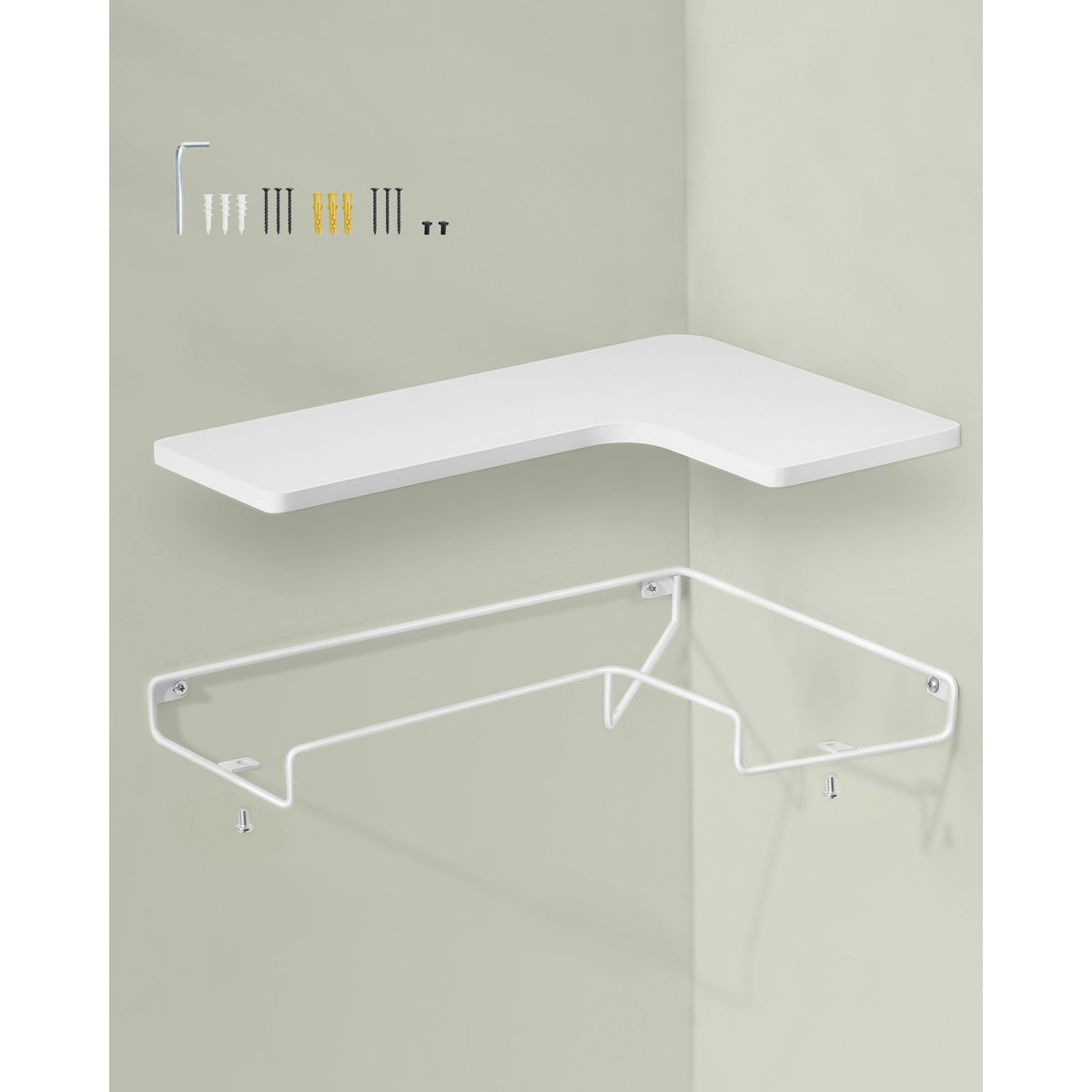 2 darabos sarok fali polc, fehér 40x29x4cm-5