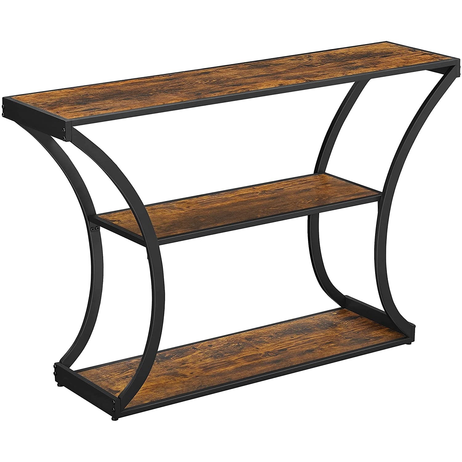 Konzolasztal polcokkal, rusztikus barna 120x30x80cm-1