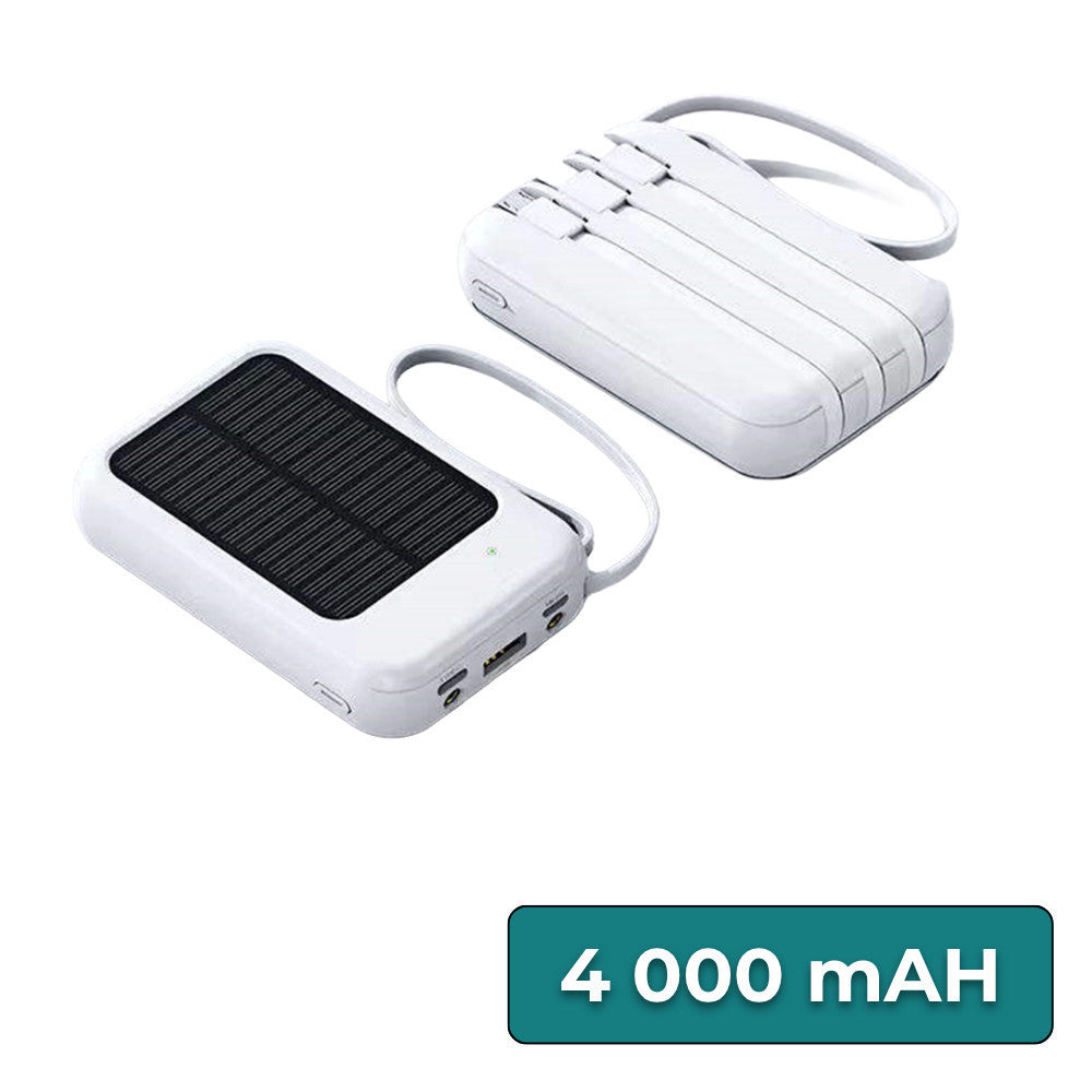 Powerbank napelemmel 4 töltőkábellel 4000mAH-0