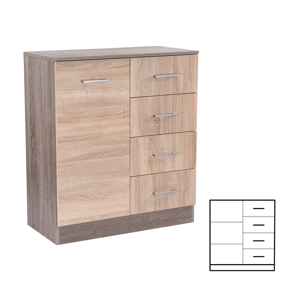 Miami komód 1ajtós 4 fiókos 80x92 cm sonoma tölgy-yorki tölgy-0