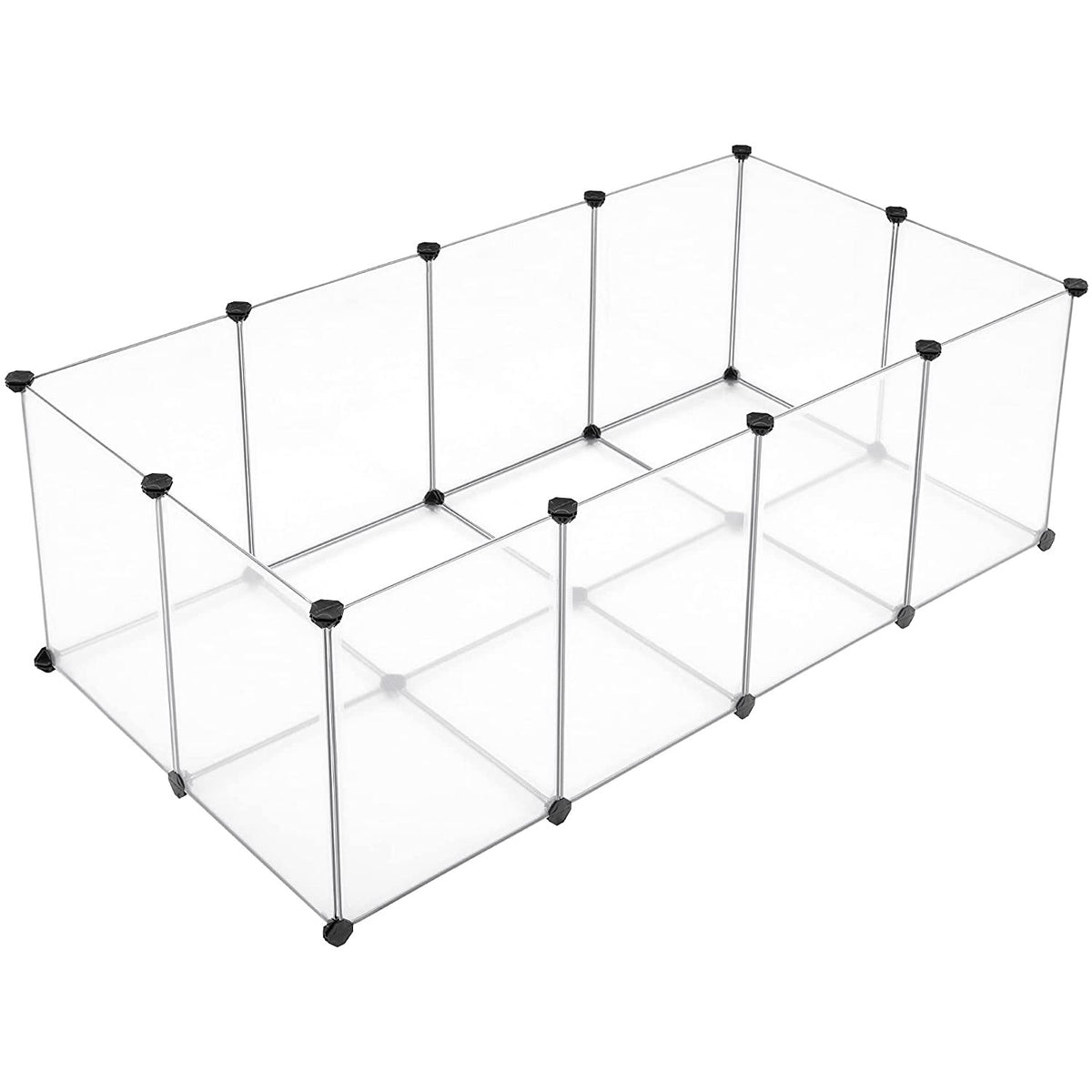 Ketrec háziállatoknak műanyag átlátszó elemekkel, fehér 143x73x46cm-0