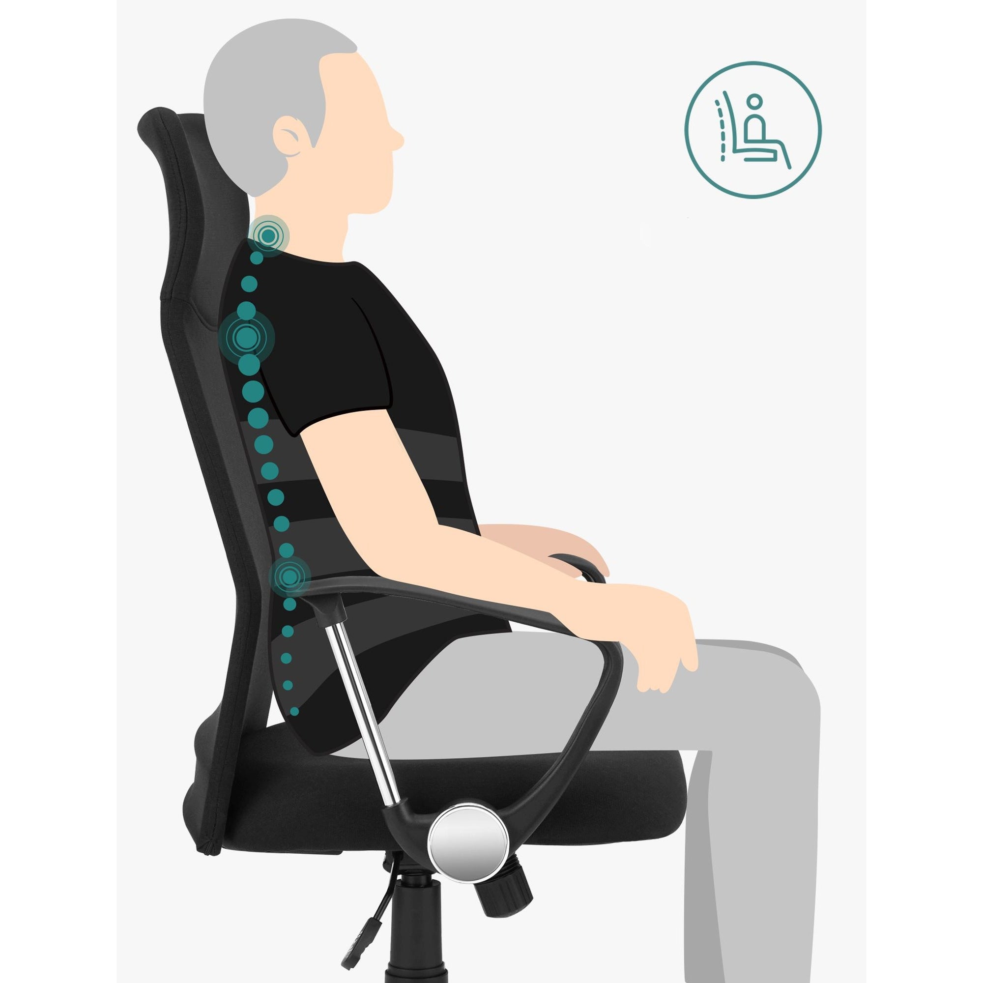 Irodai forgószék szövet huzattal dönthető, fekete-4