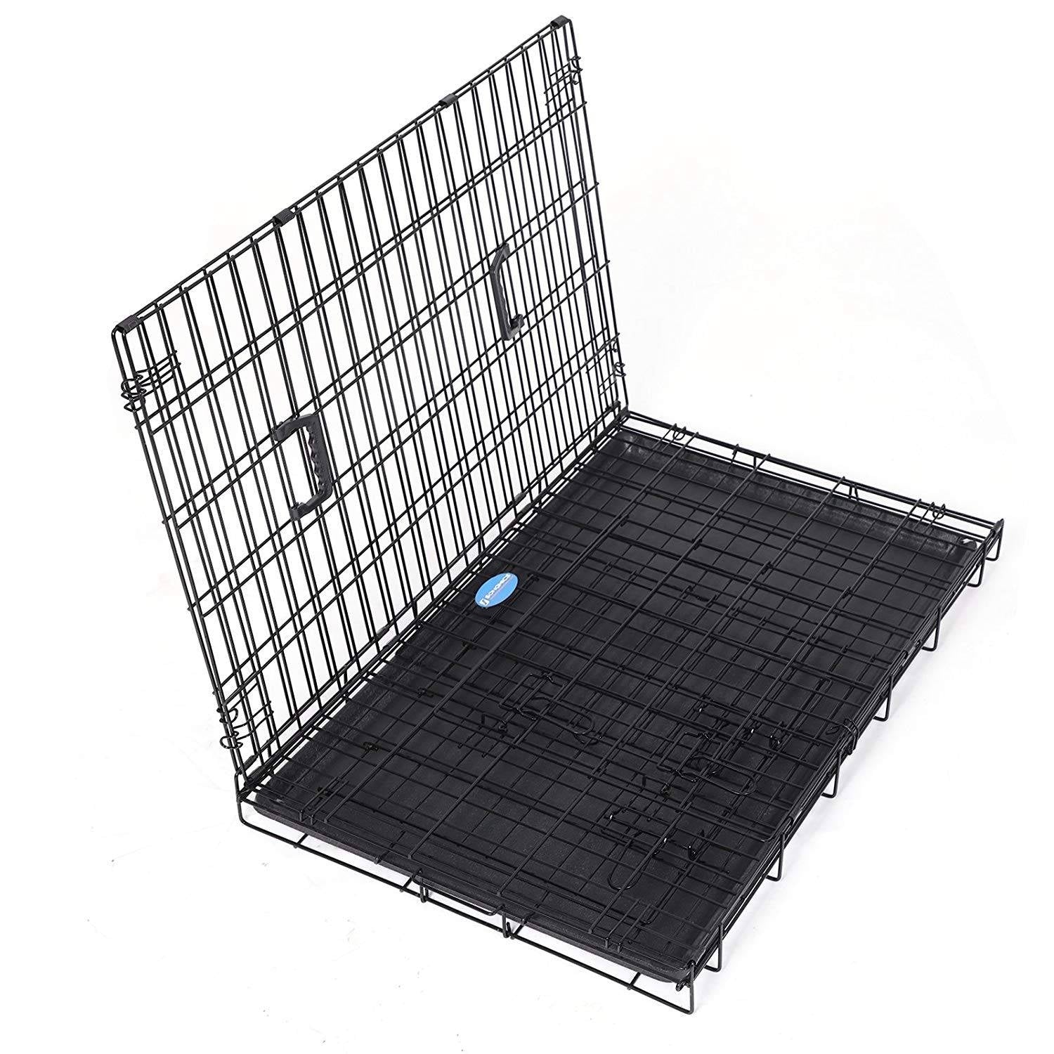 Kutyaketrec, kutyabox két ajtóval L, fekete 92x57x64cm-7